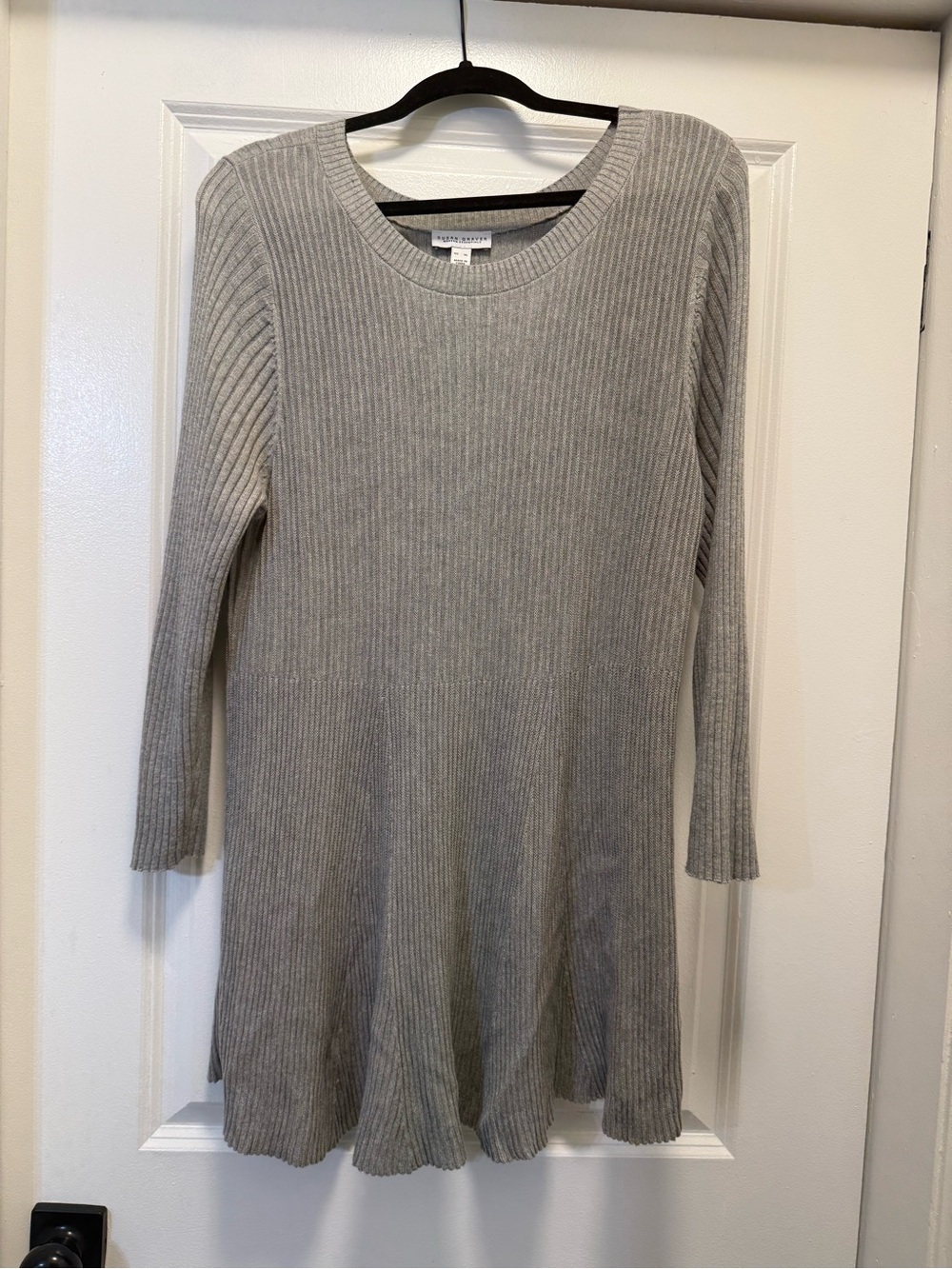 Cropped Ribbed Knit Gray Sweater- Unknown Brand